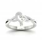 10K White Gold 0.08 Ct TDW Diamond Abstract Heart Fashion Ring
