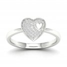 10k White Gold 0.1 Ct TDW Diamond  Heart Cluster Ring (I-J, I2)