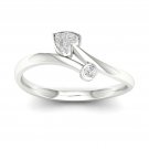 10k White Gold 0.05 Ct TDW Diamond Bypass Heart Fashion Ring (I-J, I2) 10k White Gold 0.05 Ct TDW Diamond Bypass Heart Fashion Ring (I-J, I2)