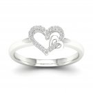 10k White Gold 0.08 Ct TDW Diamond  Open Heart Dous Fashion Ring (I-J, I2)