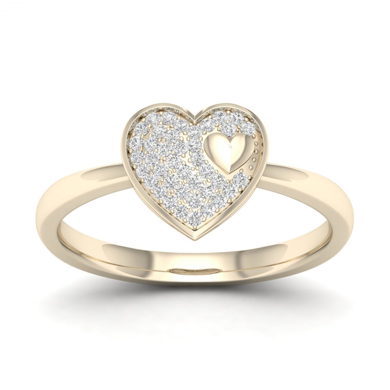 10k Yellow Gold 0.1 Ct TDW Diamond  Heart Cluster Ring (I-J, I2)
