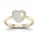 10k Yellow Gold 0.1 Ct TDW Diamond Heart Cluster Ring (I-J, I2) 10k Yellow Gold 0.1 Ct TDW Diamond Heart Cluster Ring (I-J, I2)