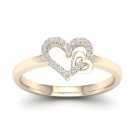 10k Yellow Gold 0.08 Ct TDW Diamond  Open Heart Dous Fashion Ring (I-J, I2)