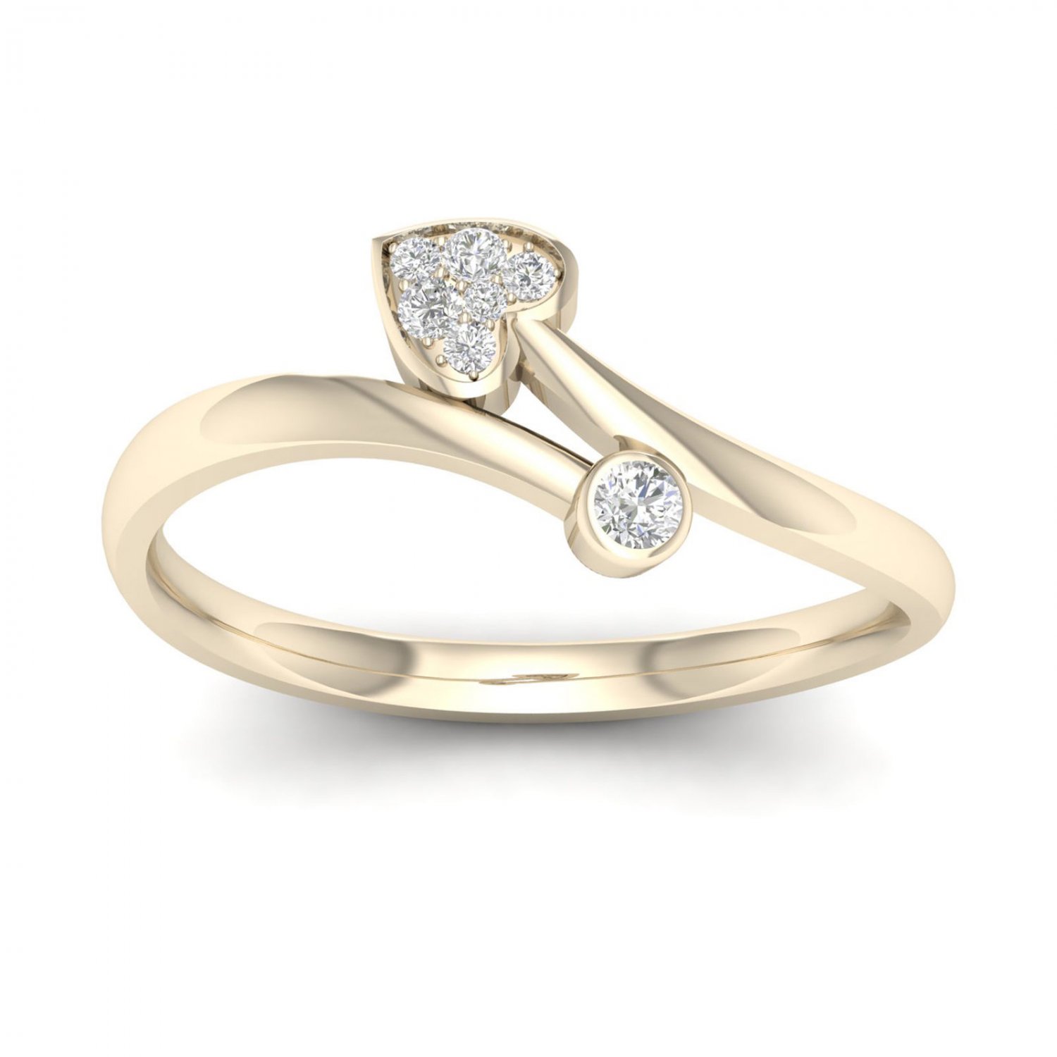 10k Yellow Gold 0.05 Ct TDW Diamond  Bypass Heart Fashion Ring (I-J, I2)