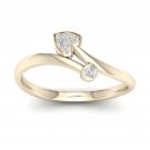 10k Yellow Gold 0.05 Ct TDW Diamond  Bypass Heart Fashion Ring (I-J, I2)