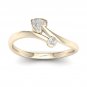 10k Yellow Gold 0.05 Ct TDW Diamond  Bypass Heart Fashion Ring (I-J, I2)