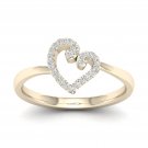 10k Yellow Gold 0.08 Ct TDW Diamond  Open Heart Fashion Ring (I-J, I2)