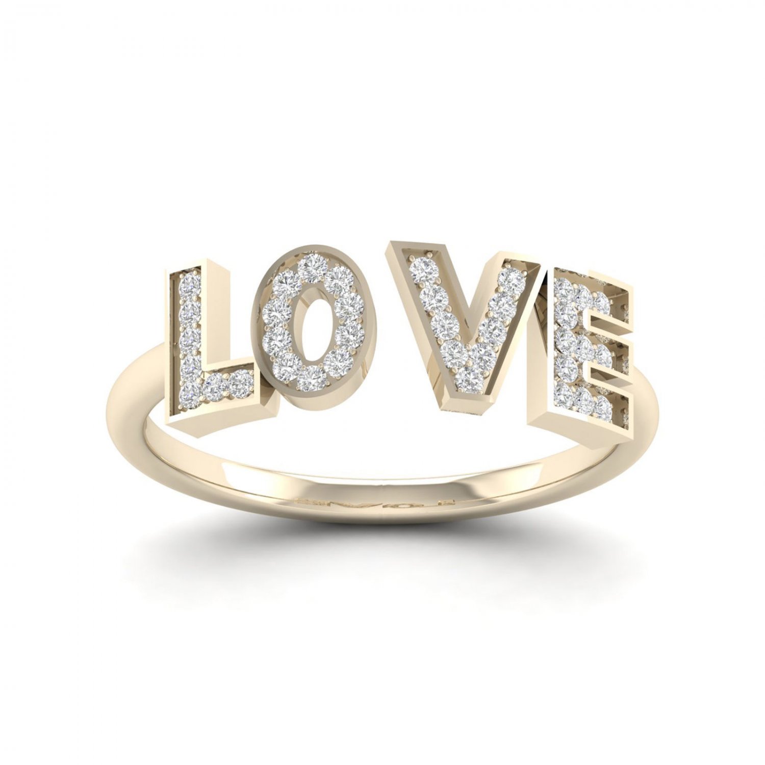 10k Yellow Gold 0.1 Ct TDW Diamond  LOVE Band (I-J, I2)
