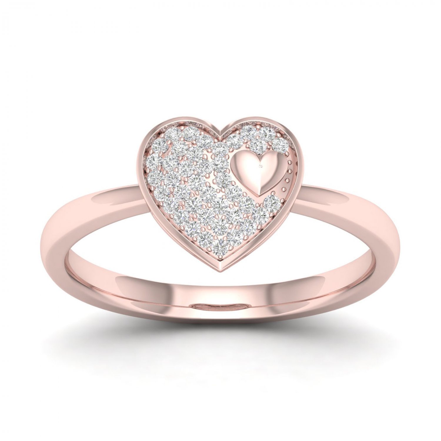 10k Rose Gold 0.1 Ct TDW Diamond  Heart Cluster Ring (I-J, I2)