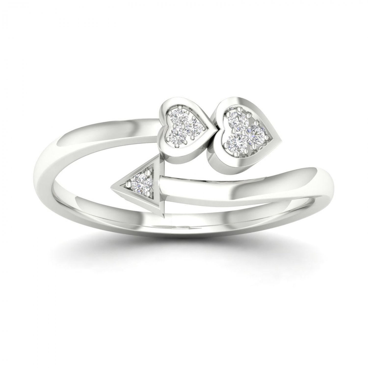 10k White Gold 0.05 Ct TDW Diamond  Hearts and Arrow Ring (I-J, I2)