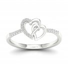 10k White Gold 0.06 Ct TDW Diamond  Heart Duos FashionRing (I-J, I2)