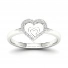 10k White Gold 0.06 Ct TDW Diamond Heart in Heart Fashion Ring (I-J, I2) 10k White Gold 0.06 Ct TDW Diamond Heart in Heart Fashion Ring (I-J, I2)