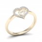 10k Yellow Gold 0.06 Ct TDW Diamond Heart in Heart Fashion Ring (I-J, I2)