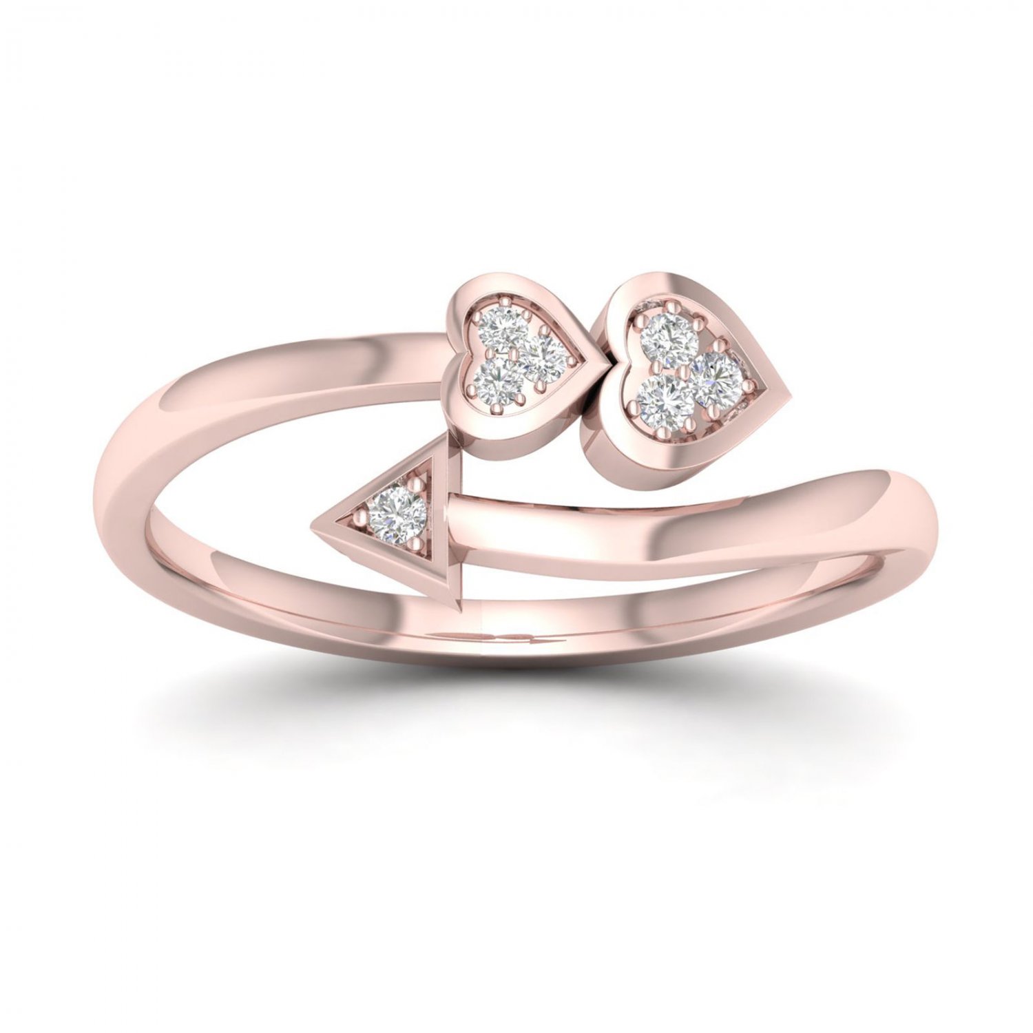 10k Rose Gold 0.05 Ct TDW Diamond  Hearts and Arrow Ring (I-J, I2)