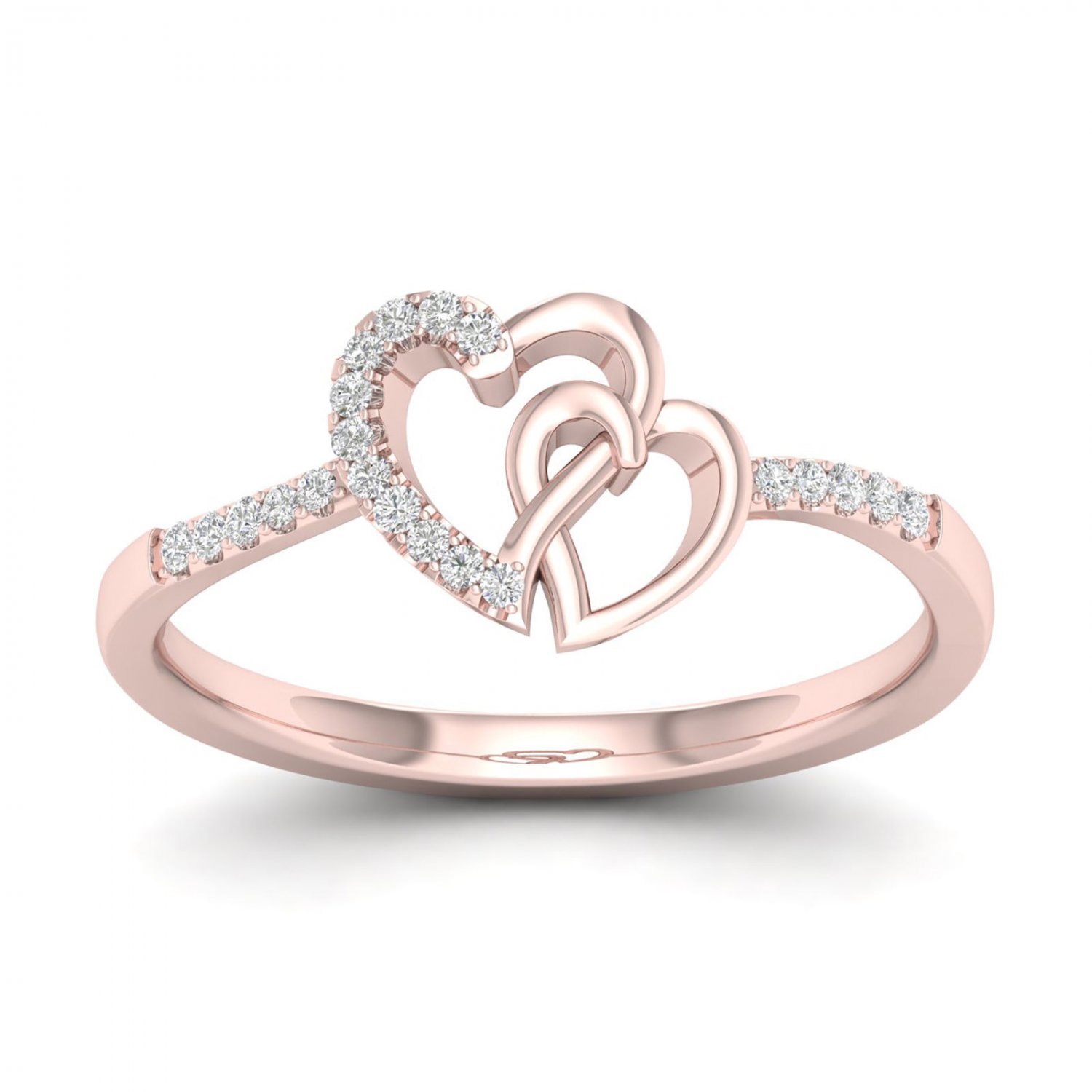 10k Rose Gold 0.06 Ct TDW Diamond  Heart Duos FashionRing (I-J, I2)
