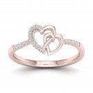 10k Rose Gold 0.06 Ct TDW Diamond  Heart Duos FashionRing (I-J, I2)