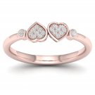 10k Rose Gold 0.05 Ct TDW Diamond Heart Twins Ring (I-J, I2) 10k Rose Gold 0.05 Ct TDW Diamond Heart Twins Ring (I-J, I2)