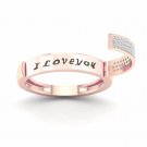 Solid 10k Rose Gold 1/6 Ct TDW Diamond "I LOVE YOU" Women's Band (HI, I2) Solid 10k Rose Gold 1/6 Ct TDW Diamond "I LOVE YOU" Women's Band (HI, I2)
