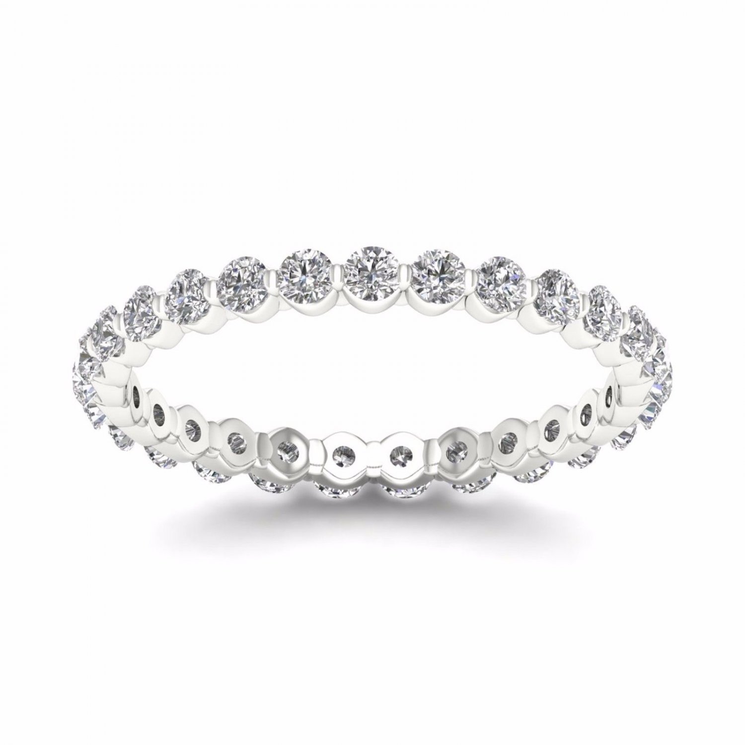 0.75 Ct Round Cut Diamond Women's Eternity Band in 14k White Gold (H-I, I2)
