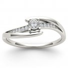 10k White Gold 0.1 Ct Natural Round Cut Diamond Bypass Engagement Ring HI I2 10k White Gold 0.1 Ct Natural Round Cut Diamond Bypass Engagement Ring HI I2