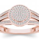 Natural 10k Rose Gold 0.33 Ct Round Cut Diamond Cluster Engagement Ring HI I2