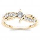 Solid 10k Yellow Gold 0.24 Ct Rount Cut Diamond Classic Fashion Engagement Ring