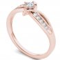 Solid 10k Rose Gold 0.24 Ct Rount Cut Diamond Classic Fashion Engagement Ring