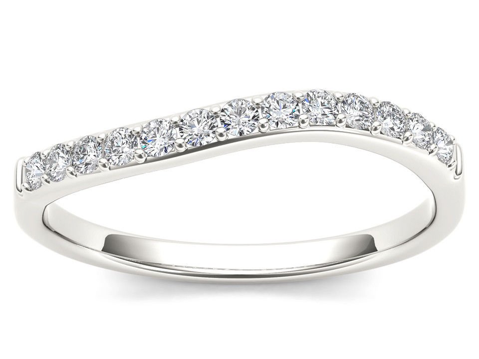 14k White Gold 0.25 Ct Round Cut Diamond Fashion Wedding Anniversary Band HI I2