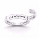 Solid 10k White Gold 1/6 Ct TDW Diamond "I LOVE YOU" Women's Band (HI, I2) Solid 10k White Gold 1/6 Ct TDW Diamond "I LOVE YOU" Women's Band (HI, I2)