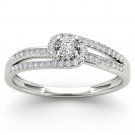 Genuine 10k White Gold 0.20 Ct Diamond Bypass Cluster Engagement Ring HI I2 Size