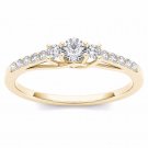 Genuine 10k Yellow Gold 0.3 Ct Diamond Three-Stone Engagement Anniversary Ring Genuine 10k Yellow Gold 0.3 Ct Diamond Three-Stone Engagement Anniversary Ring