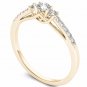 Genuine 10k Yellow Gold 0.3 Ct Diamond Three-Stone Engagement Anniversary Ring