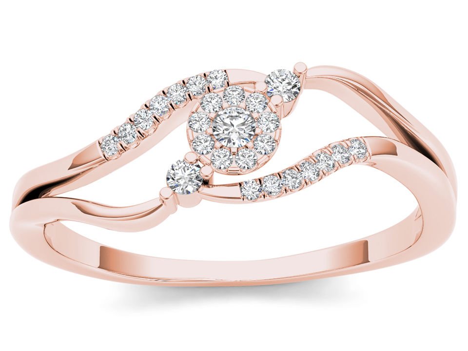 10k Rose Gold 0.12 Natural Round Cut Diamond Fashion Engagement Ring HI I2 Size