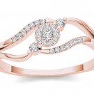 10k Rose Gold 0.12 Natural Round Cut Diamond Fashion Engagement Ring HI I2 Size