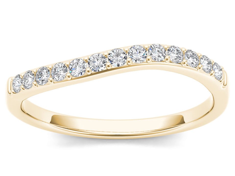 14k Yellow Gold 0.25 Ct Round Cut Diamond Fashion Wedding Anniversary Band HI I2