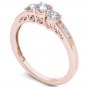 14k Rose Gold 0.50Ct Natural Round Cut Three Stone Diamond Engagemet Ring HI I2
