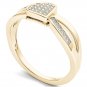 10k Yellow Gold 0.1 Ct Round Cut Diamond Heart Fashion Engagement Ring HI I2