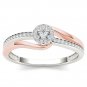 10k Two-Tone White Gold 0.25 Ct Round Cut Natural Diamond Halo Engagement Ring