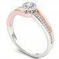 10k Two-Tone White Gold 0.25 Ct Round Cut Natural Diamond Halo Engagement Ring
