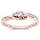 10k Rose Gold 0.20 Ct Round Cut Diamond Three Stone Engagement Ring HI I2 Size 10k Rose Gold 0.20 Ct Round Cut Diamond Three Stone Engagement Ring HI I2 Size