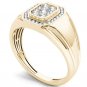 Solid 10k Yellow Gold 0.50Ct Round Cut Real Diamond Men's Halo Wedding Band Ring