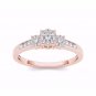 Genuine 10k Rose Gold 0.33 Ct Diamond Three Stone Cluster Engagement Ring HI I2
