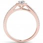 14k Rose Gold 0.50 Ct Natural Round Cut Diamond Halo Engagement Ring HI I2
