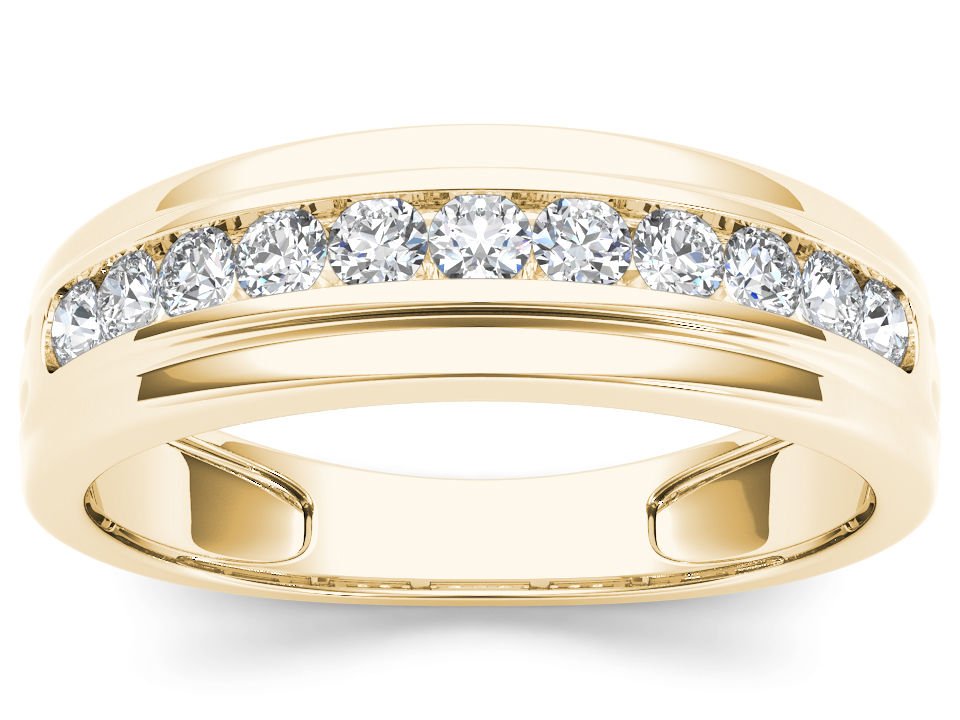 10k Yellow Gold 0.50 Ct Natural Round Cut Diamond Men's Wedding Band Ring HI