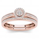 10k Rose Gold 0.25 Ct Diamond Wedding Band Engagement Bridal Ring Set HI I2 Size
