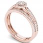 10k Rose Gold 0.25 Ct Diamond Wedding Band Engagement Bridal Ring Set HI I2 Size