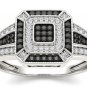 Solid 10k White Gold 0.12 Black And White Diamond Fashion Engagement Ring HI I2