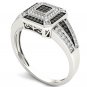 Solid 10k White Gold 0.12 Black And White Diamond Fashion Engagement Ring HI I2