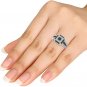 Solid 10k White Gold 0.12 Black And White Diamond Fashion Engagement Ring HI I2