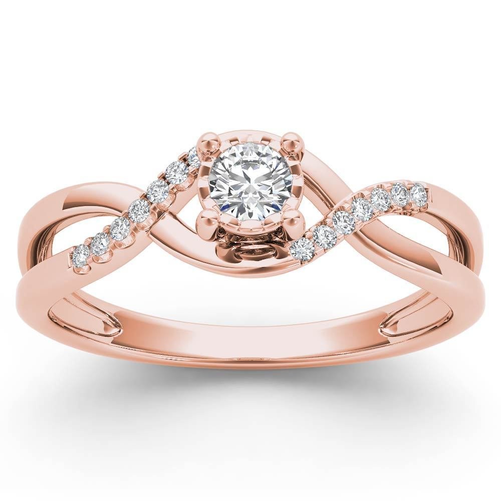 10k Rose Gold 0.05 Ct Diamond Criss-Cross Fashion Engagement Ring HI I2 Size 7